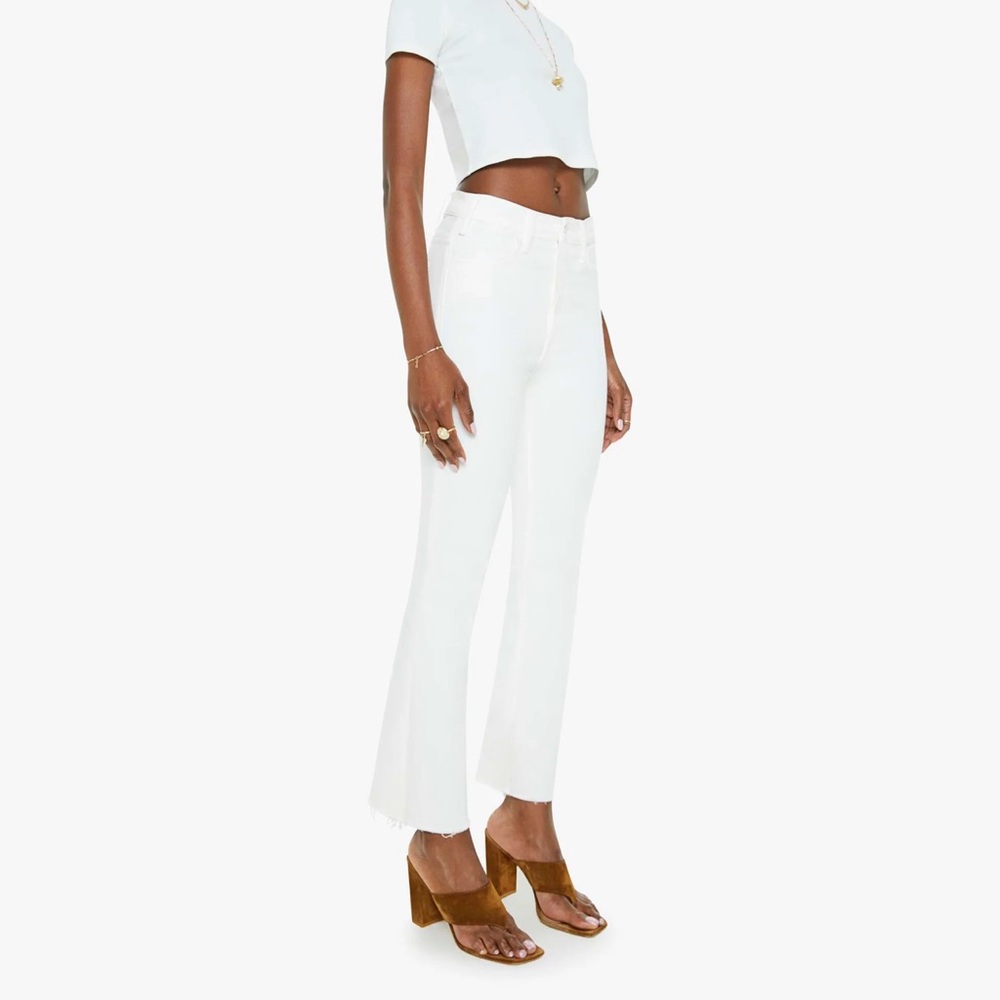 Mother Hustler Ankle Fray Jeans White size 26